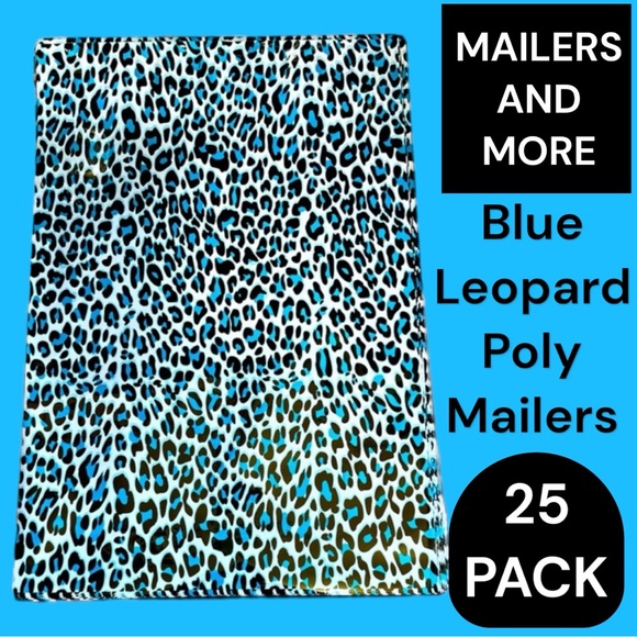 25 10X13 Poly Mailers Blue Leopard, Shipping Envelopes PRICE IS FIRM - Picture 2 of 3
